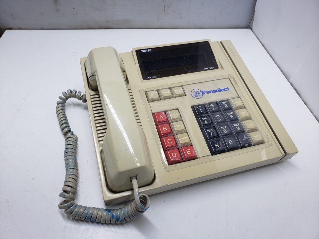 Téléphone vintage - Modèle Transelect TALTEK 747 - Écran VFD, imprimante, bande magnétique (fabriqué à Montréal, Canada)