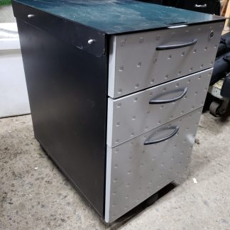 Commode - classeur 3 tiroirs avec surface de travail en métal escamotable