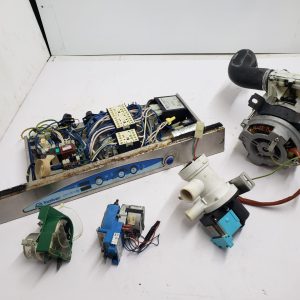 Lot of LAMBER F92EK commercial dishwasher replacement parts (motor, control, pump)