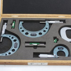 Mitutoyo 103-930 Outside Micrometer Set with Standards, Ratchet Stop, 0-4"