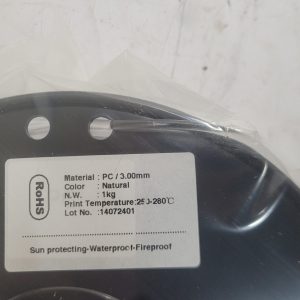 NEW transparent 3D printer filament - PC- 3mm - 1KG