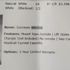 NEUF / BRAND NEW - Select Blinds stores motorisés - automatic blinds - 69 1/2 x 87 1/8