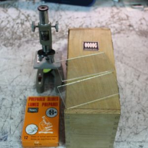 Vintage Lumex No. 3 Microscope With  Accessories Wood Box