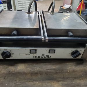 Eurodib 18" x 11" Double Panini Grill with Smooth Grill Surface 240V