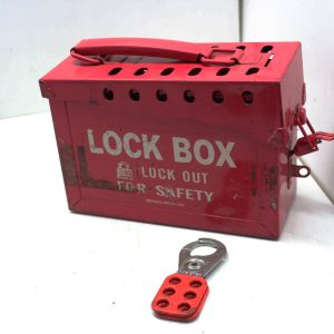 BRADY- Safety Metal Lock Box 1D677 13-Lock 24cmx9cmx24cm AND Steel locker hasp