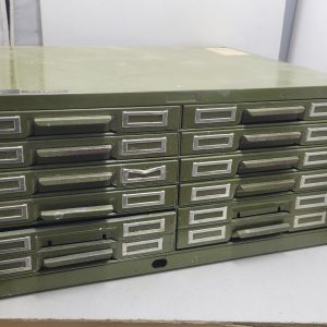 Filière / classeur métal vintage industriel vert  [40 x 50 x 24cm]