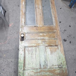 Vieille porte en bois antique avec fenêtres 79-1/4 x 33-1/2 x 1-1/4