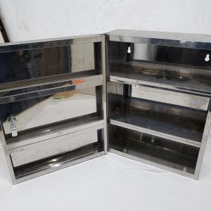 Armoire - pharmacie style stainless, miroir 45x35x15cm, pas de clé