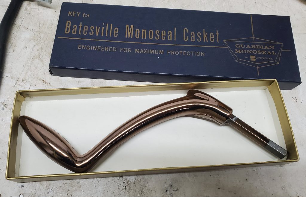 Vintage 70s/80s Batesville Monoseal Casket Coffin Crank Key,Funeral