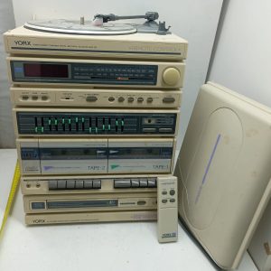 Vintage YORX Newave Record Vynil Player Model FM2502- Non tested- with remote- damaged lid