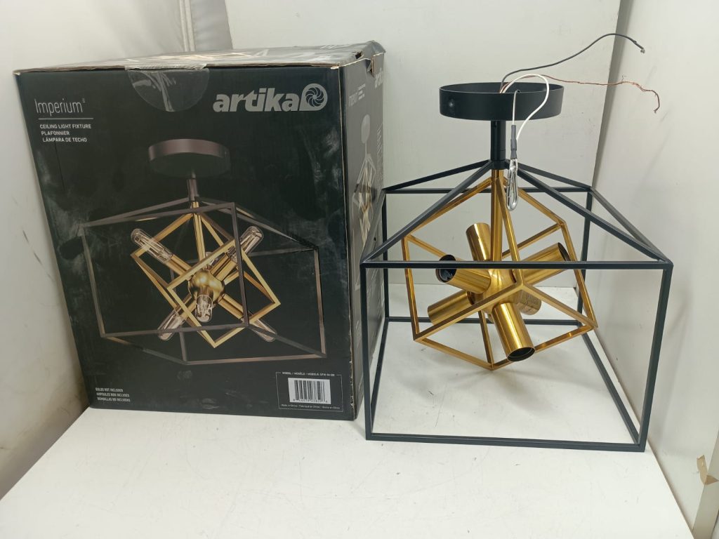 Artika Imperium Lamp with  6 Lights 120V Black Gold Semi Flushmount without bulbs
