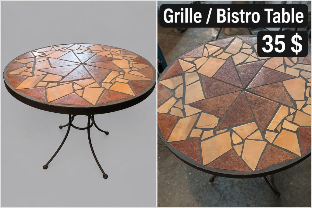 Table de Jardin Mosaïque Extérieure – Table Bistro 32" diam 30 h