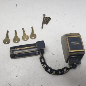 Security keyed chain door guard - antique brass finish with 4 keys