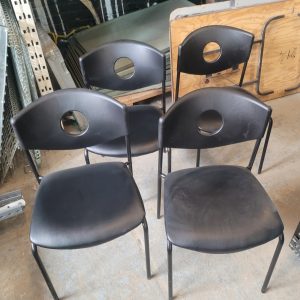 4x leather and plastic black kitchen chair