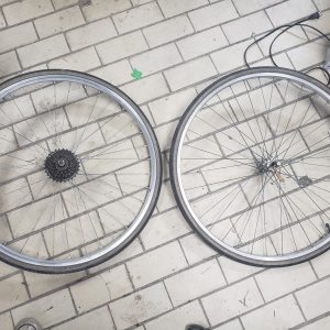 Pair of 27-1/4" front and rear bicycle wheels