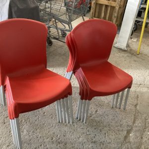 Lot of 9 Red Chairs Retro Style Stella