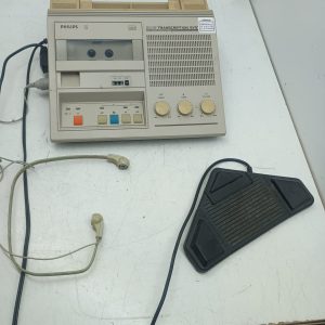 Mini-dictaphone à cassette Philips LFH 505 avec casque, pédale et câble d'alimentation d'origine