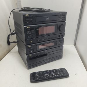 Système audio compact JVC MX-50 avec télécommande - fonctionnel, affichage de la cassette ne fonctionne pas (voir photos)