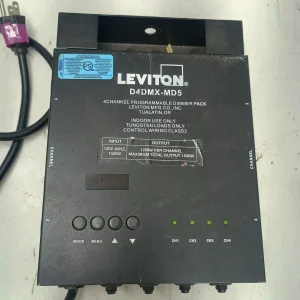 Leviton D4DMX-MD5 4-Channel Programmable DMX Dimmer Pack 5-Pin XLR NSI 2400W - powers on - untested