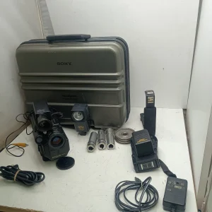 Vintage Sony Handycam CCD-V3 Video 8 Camera Recorder W/Box , flash, cables, etc, -Untested