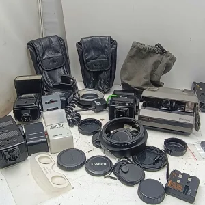 Lot Vintage Camera Covers Flashes Adapters Accessories- Sunpack,Nikon, Polaroid, Vivitar -as is